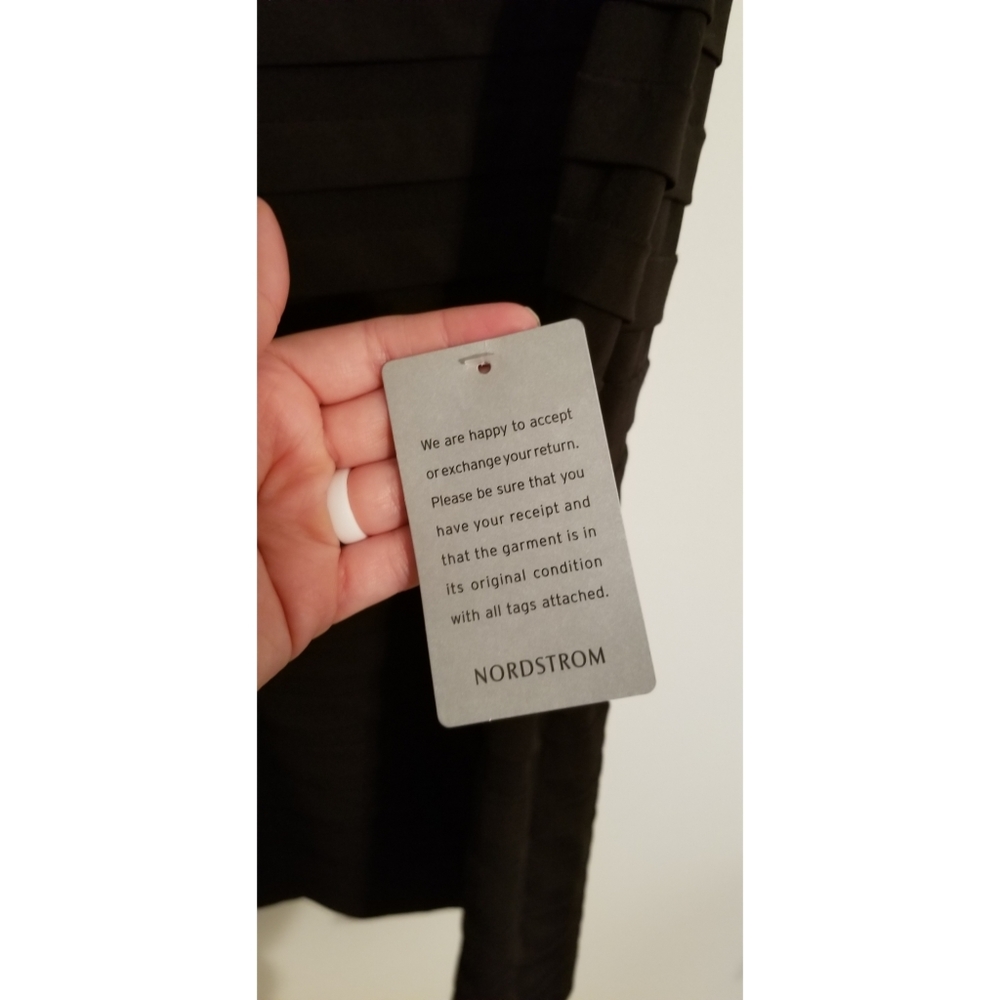 NWT Maggy London Petite Black Bodycon Cocktail Dress Sheer Top - Picture 5 of 9